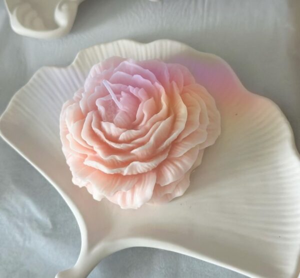 peony elegance – handcrafted scented soy flower candle