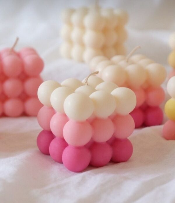 blushy pink bubble candle