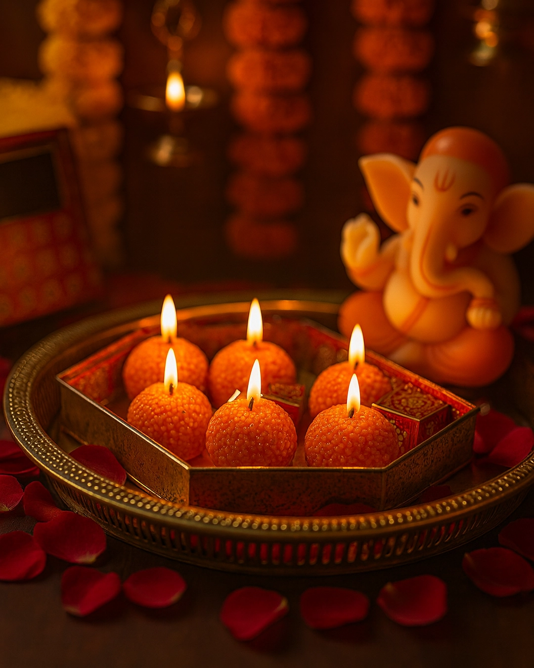 motichoor laddoo candles | pack of 9 | 100% soy wax | launch offer | vanilla fragrance | best for festive occasions or gifting