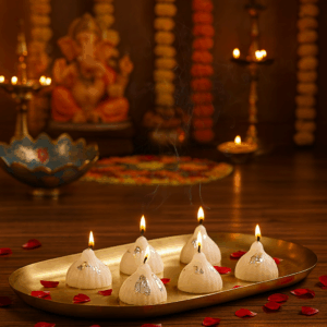 divine modak soy candle – pack of 4 (festive & eco friendly décor)